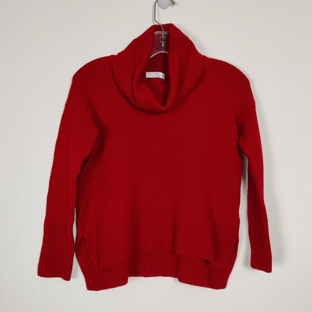 H Halston Women's Sweater Size S Red Extra Fine Merino Wool Knitwear Warm Winter